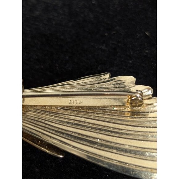 Vintage Sarah Coventry Purple Rhinestone Gold Tone Flower Spray Brooch Gold Tone - Picture 7 of 11